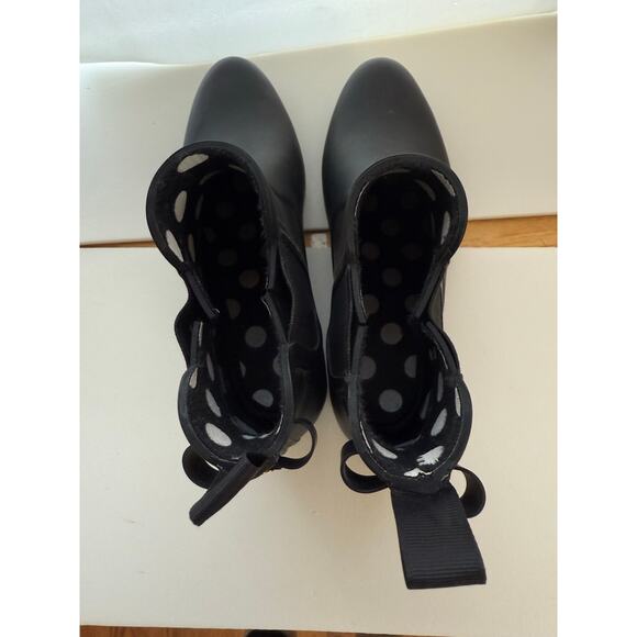 Kate Spade Rain Boot Ankle Chelsea Black Low Block Heel Pull On 6 - Picture 4 of 10